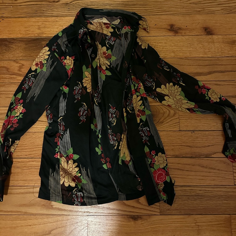 Silk floral button up